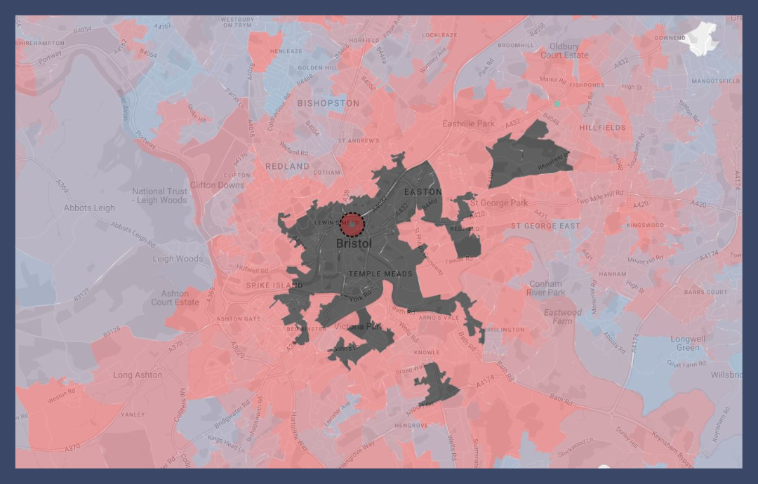 Catchment built in Periscope® using mobility data